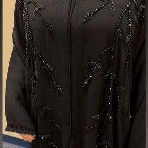 Black Beaded Embellished Abaya
